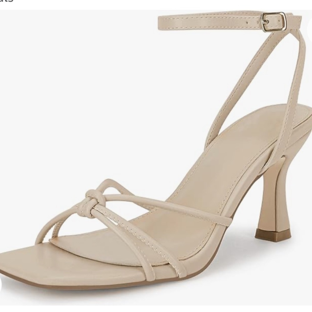 NWT strappy beige / nude heels / stilettos / sandals with square open toe